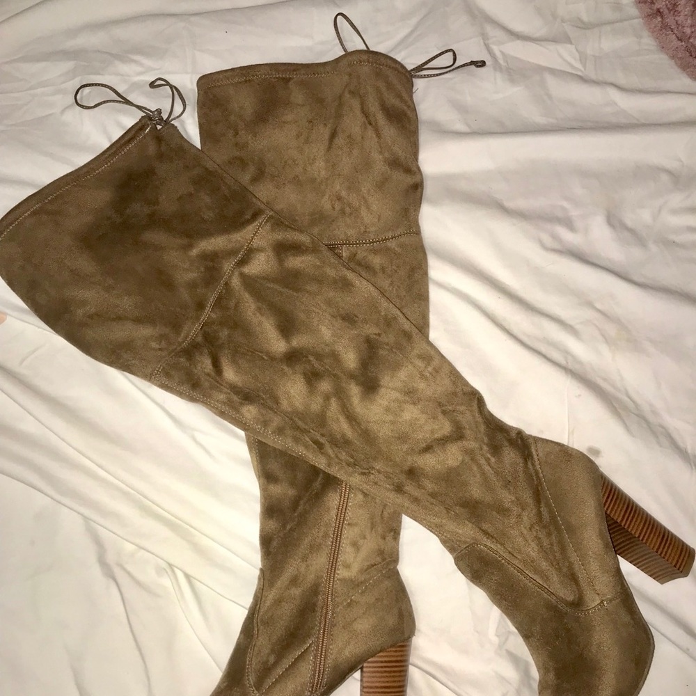 Over the knee wide calf suede boots